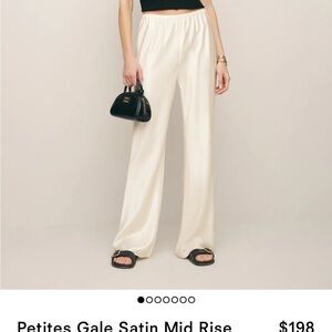 Reformation Cream Satin Wide Leg Pants